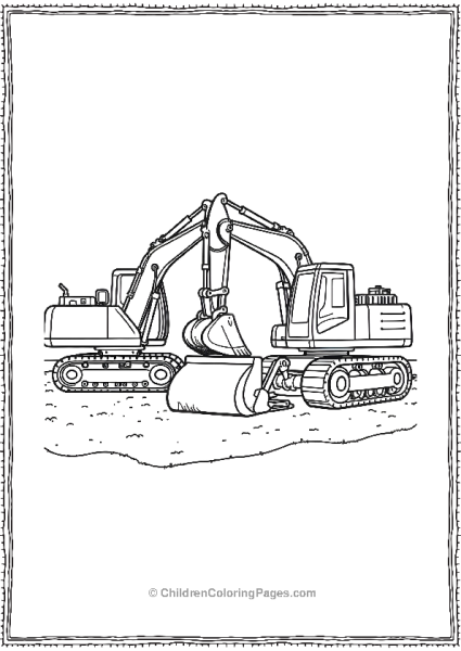 Excavator With Roller At A Road Free PDF Printable