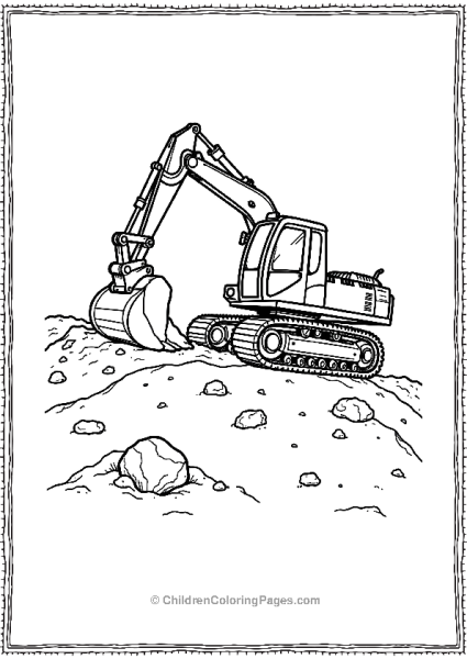 Excavator Working On A Hill Free PDF Printable