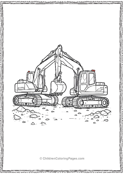 Excavators Working Together Free PDF Printable