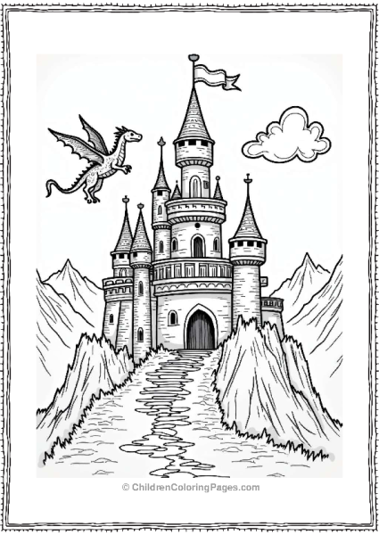 Fairy Tale Castle With Dragon Free PDF Printable