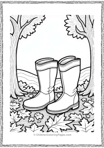 Fall Boots On Colorful Leaves Free PDF Printable