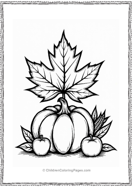 Fall Leaves And Pumpkin Scene Free PDF Printable