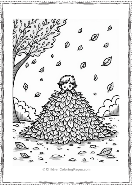 Fall Leaves In A Child S Playful Scene Free PDF Printable