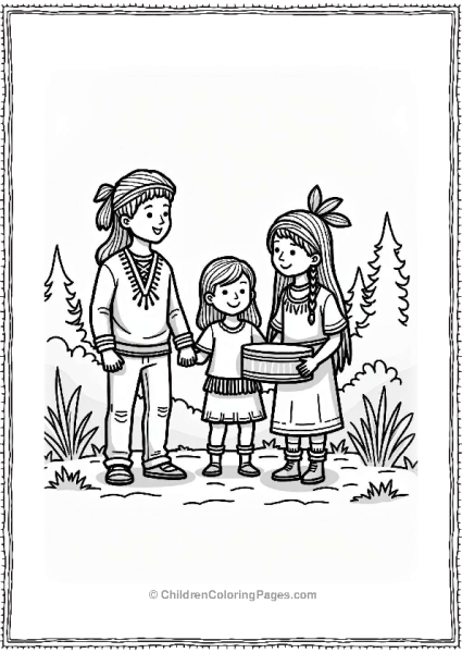 Family At A Traditional Powwow Free PDF Printable