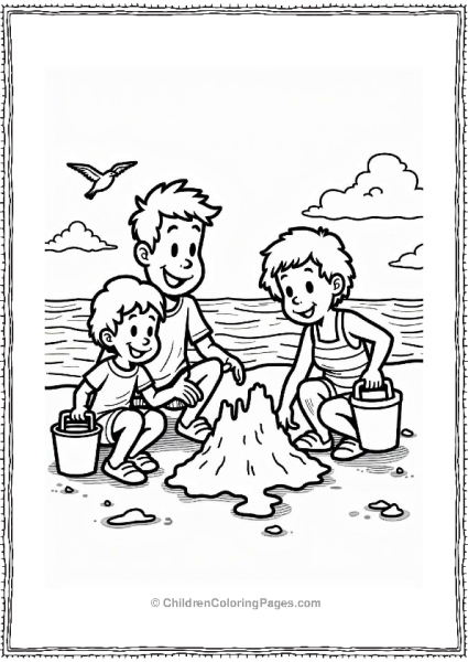 Family Building A Sandcastle At The Beach Free PDF Printable