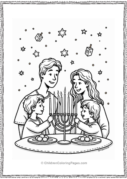 Family Celebrating Hanukkah Free PDF Printable