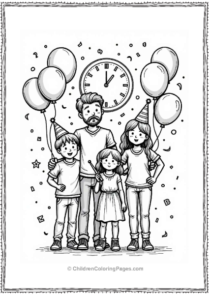 Family Celebrating New Year’s Eve Free PDF Printable