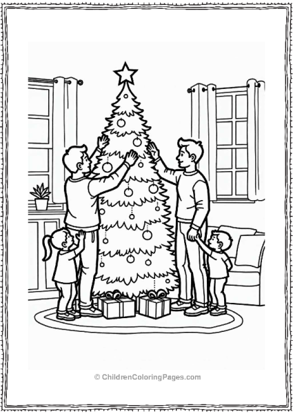 Family Decorating A Christmas Tree Free PDF Printable