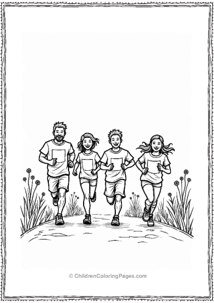 Family Fun Run Coloring Page Free PDF Printable