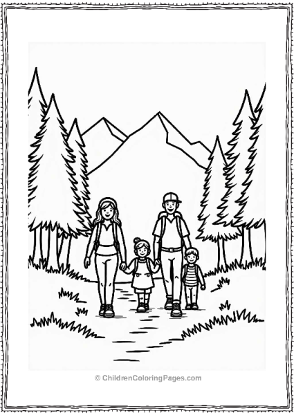 Family Hiking In The Woods Free PDF Printable