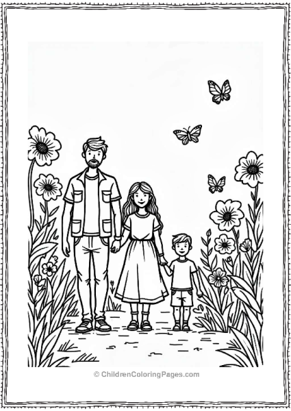 Family In A Flower Garden Free PDF Printable