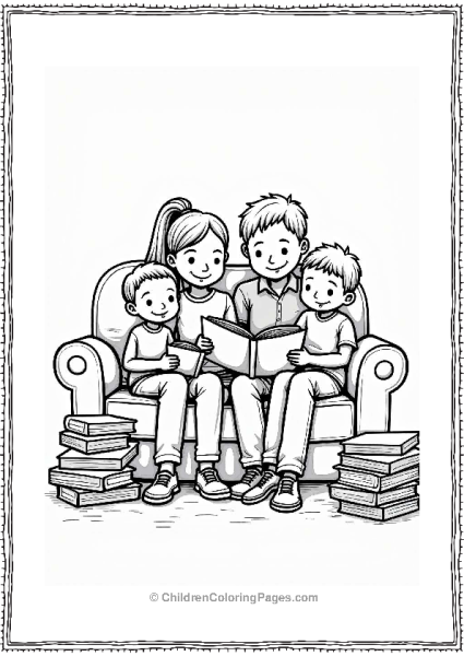 Family Reading Time On The Couch Free PDF Printable