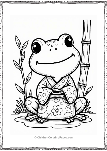 Fancy Japanese Frog In Kimono Free PDF Printable