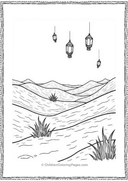 Fantasy Desert With Magical Lanterns Free PDF Printable