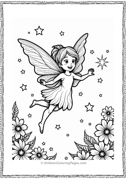 Fantasy Fairy With Sparkling Wings And Flowers Free PDF Printable