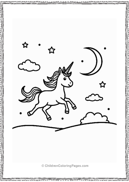 Fantasy Unicorn Trotting Through A Starry Sky Free PDF Printable