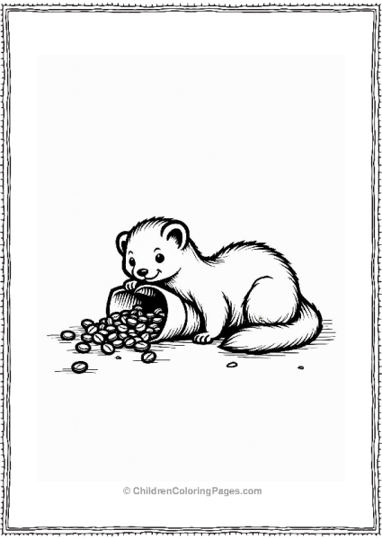 Ferret Peeking Into A Coffee Bag Free PDF Printable