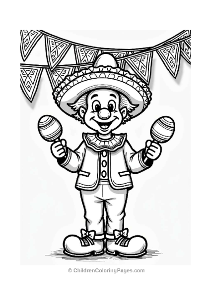 Festive Mexican Clown Juggling Maracas Free PDF Printable