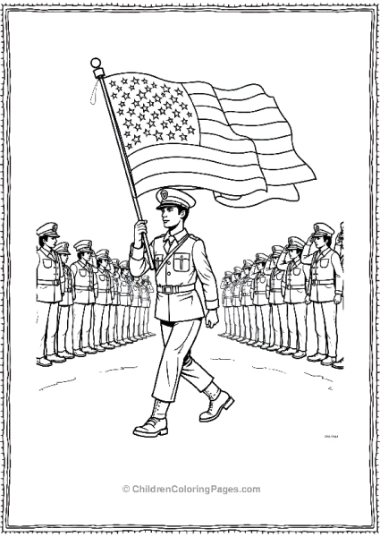 Flag In A Military Parade A Soldier Carrying An Ammunition Crate Free PDF Printable