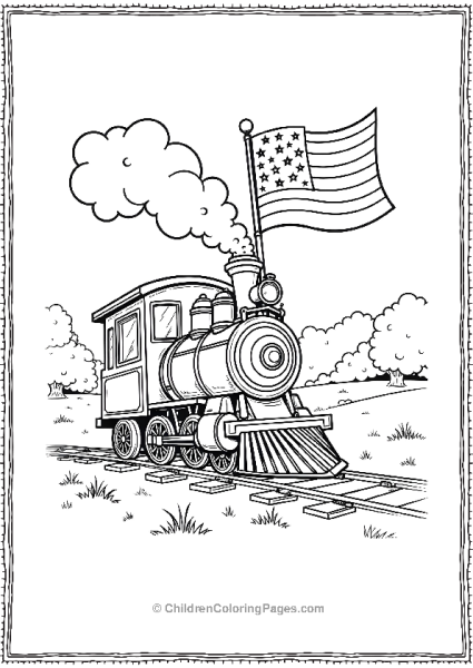 Flag On A Train An Old Fashioned Steam Engine Free PDF Printable