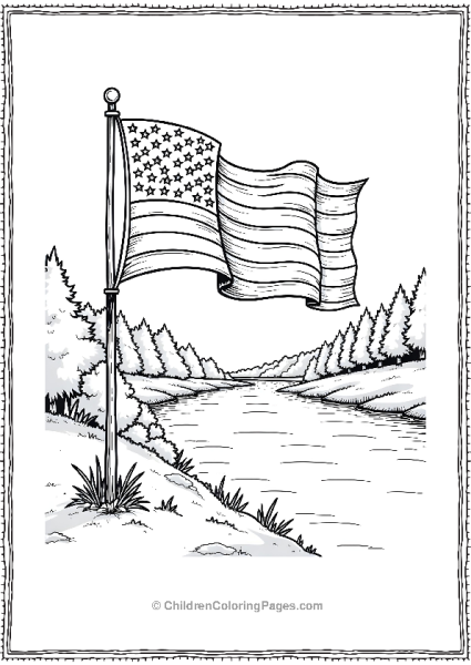 Flag Over A River An American Flag Free PDF Printable