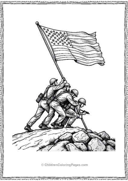 Flag Raising At Iwo Jima A Famous Scene Of Soldiers Free PDF Printable