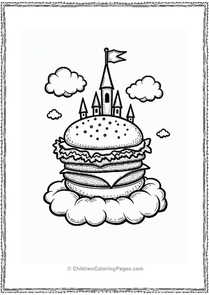 Floating Burger Castle In The Clouds Free PDF Printable