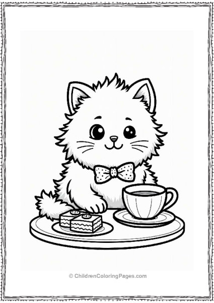 Fluffy Cat With Beehive Hairstyle And Bow Tie Free PDF Printable