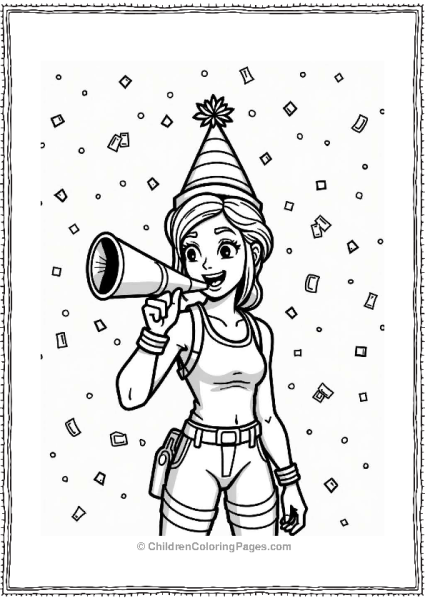 Fortnite Character Celebrating With Confetti Free PDF Printable