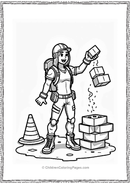 Fortnite Character Collecting Bricks Free PDF Printable