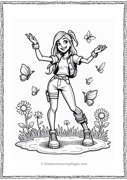 Fortnite Character Dancing With Flowers Free PDF Printable