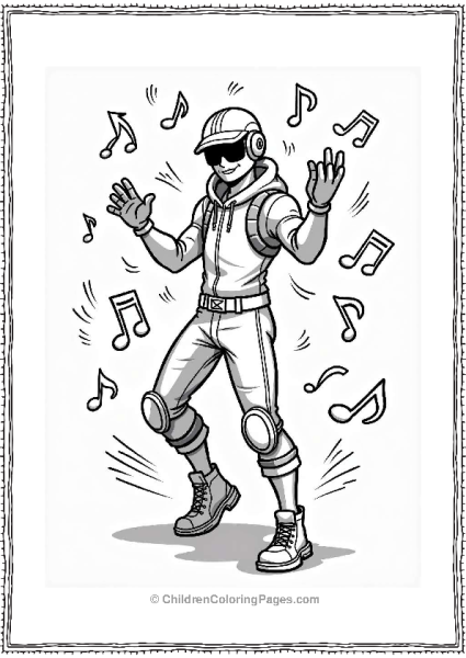 Fortnite Character Dancing With Music Notes Free PDF Printable