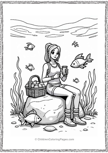 Fortnite Character Enjoying An Underwater Picnic Free PDF Printable