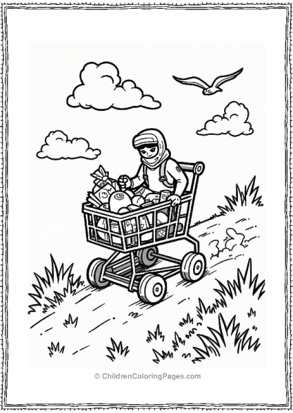 Fortnite Character In A Whimsical Shopping Cart Free PDF Printable