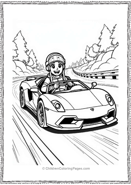 Fortnite Character Racing In A Sports Car Free PDF Printable