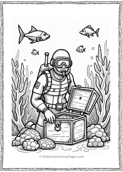 Fortnite Diver Exploring A Coral Reef Free PDF Printable