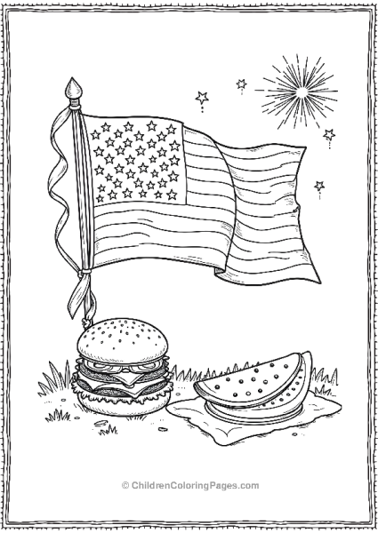 Fourth Of July Flag Scene A Festive Display Free PDF Printable