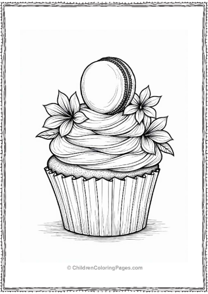 French Macaron Cupcake Illustration Free PDF Printable