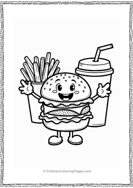 Friendly Burger Mascot Waving Free PDF Printable