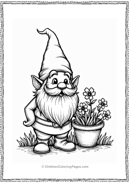 Friendly Gnome In A Magical Garden Free PDF Printable