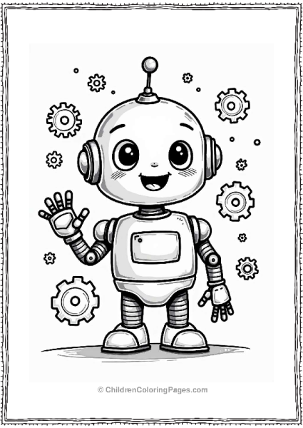 Friendly Robot With Gears Free PDF Printable