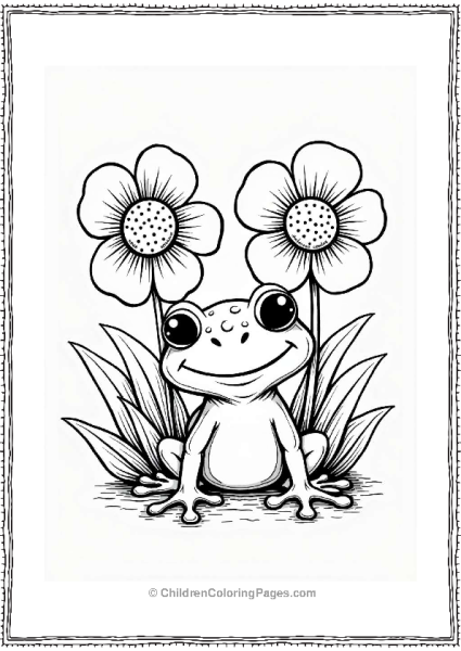 Frog Among Colorful Flowers Free PDF Printable