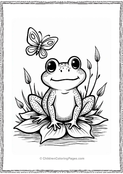 Frog And Butterfly On A Flower Free PDF Printable