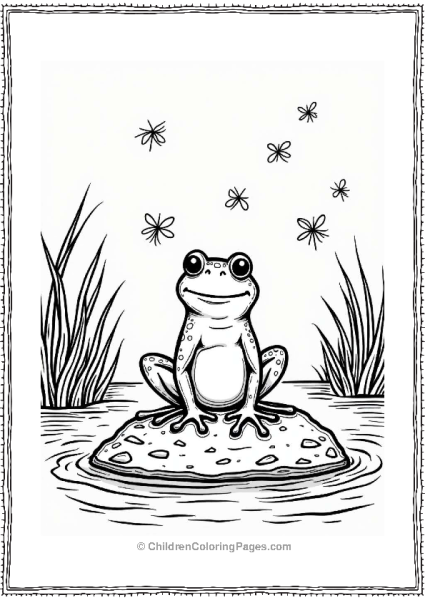 Frog And Fireflies At Dusk Free PDF Printable