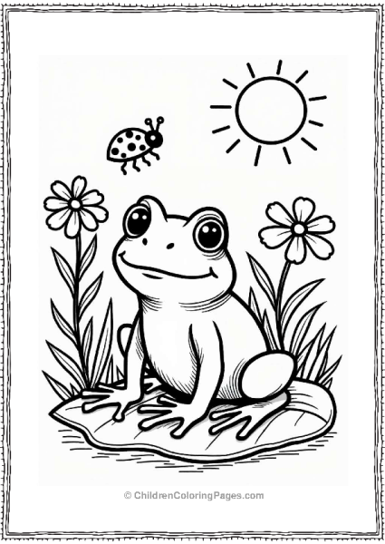 Frog And Ladybug On A Leaf Free PDF Printable