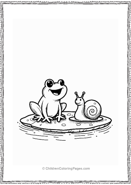 Frog And Snail On A Lily Pad Free PDF Printable