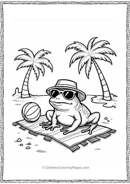 Frog Enjoying A Summer Beach Day Free PDF Printable