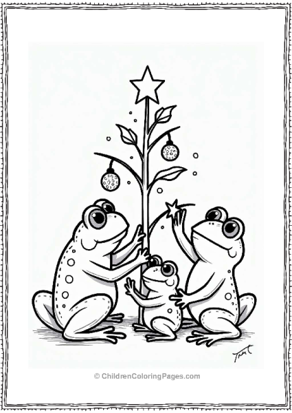 Frog Family Decorating A Tree Free PDF Printable