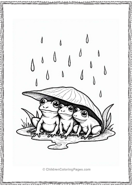 Frog Family Under A Leaf In The Rain Free PDF Printable