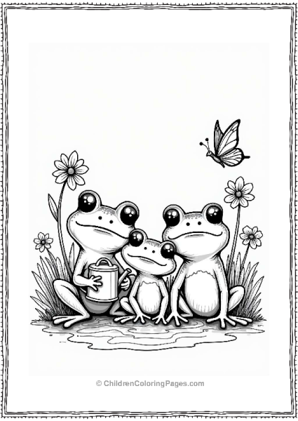 Frog Friends Playing In The Garden Free PDF Printable